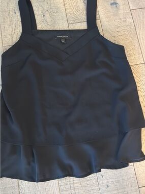 Banana Republic Black Satin V-Neck Layered Camisole